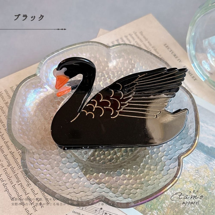 スワン ヘアクリップ 白鳥 黒鳥