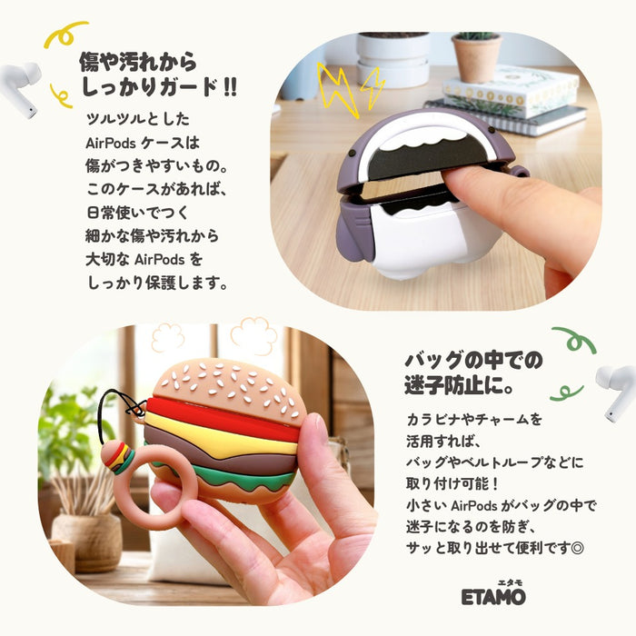 AirPodsケース AirPods Pro AirPods Pro2 兼用 カバー サメ ペリカン ネコ なると ハンバーガー チーズ ドリアン