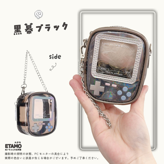 ぬいポーチ 10cm ミニ ゲーム機 ピンク オレンジ イエロー グリーン ブルー パープル ブラック クリア