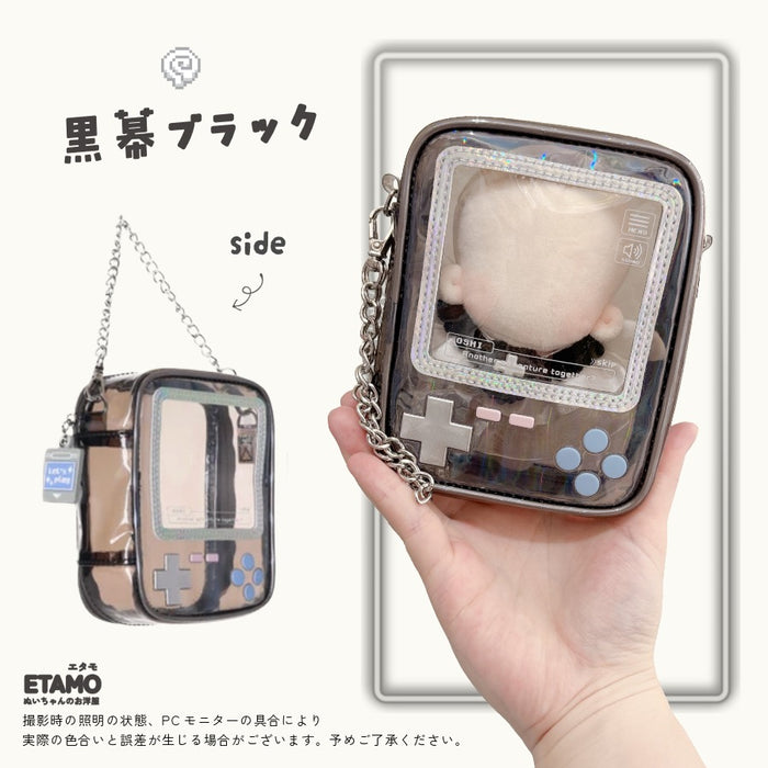 ぬいポーチ 12cm 13cm ゲーム機 ピンク オレンジ イエロー グリーン ブルー パープル ブラック クリア