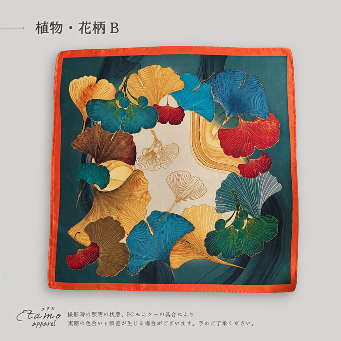 スカーフ 絵画 花柄 ペイズリー 羽根