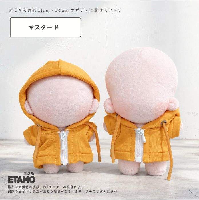 ぬい服 10cm 12cm カラー パーカー 白ファスナー