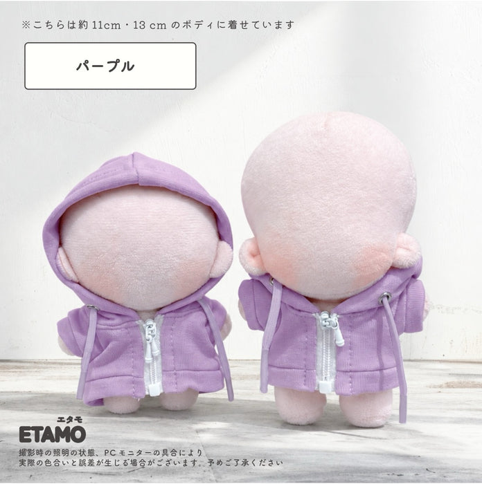 ぬい服 10cm 12cm カラー パーカー 白ファスナー