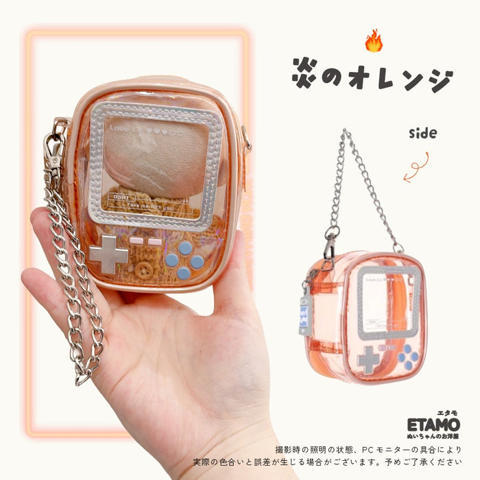 ぬいポーチ 10cm ミニ ゲーム機 ピンク オレンジ イエロー グリーン ブルー パープル ブラック クリア