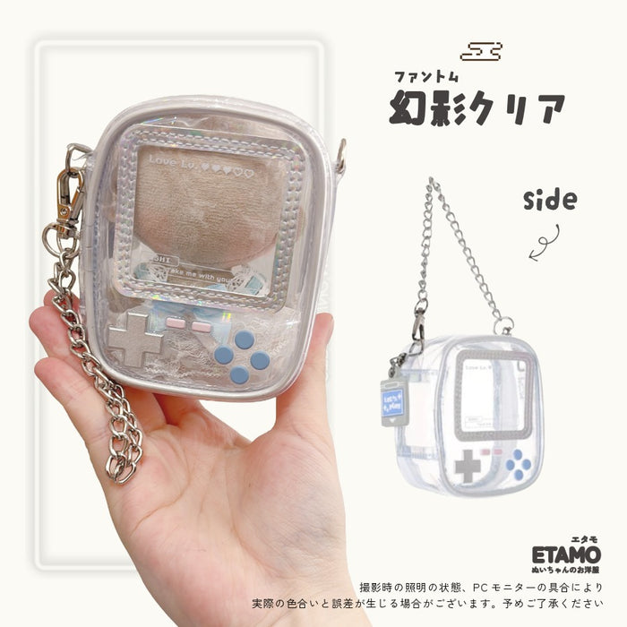 ぬいポーチ 10cm ミニ ゲーム機 ピンク オレンジ イエロー グリーン ブルー パープル ブラック クリア