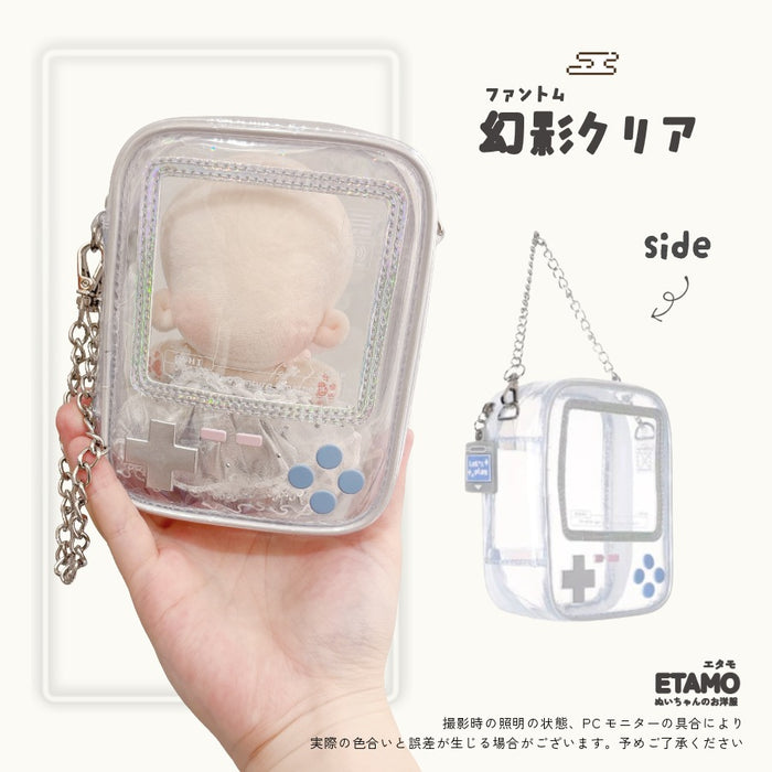 ぬいポーチ 12cm 13cm ゲーム機 ピンク オレンジ イエロー グリーン ブルー パープル ブラック クリア