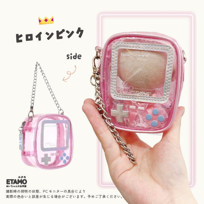 ぬいポーチ 10cm ミニ ゲーム機 ピンク オレンジ イエロー グリーン ブルー パープル ブラック クリア
