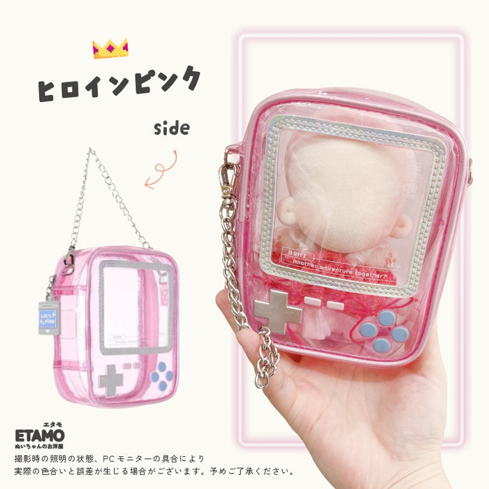 ぬいポーチ 12cm 13cm ゲーム機 ピンク オレンジ イエロー グリーン ブルー パープル ブラック クリア