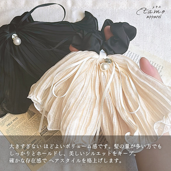 たらりんリボン シュシュ オフホワイト ブラック