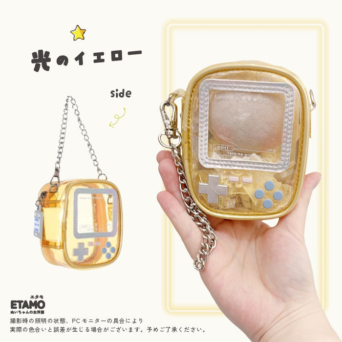 ぬいポーチ 10cm ミニ ゲーム機 ピンク オレンジ イエロー グリーン ブルー パープル ブラック クリア