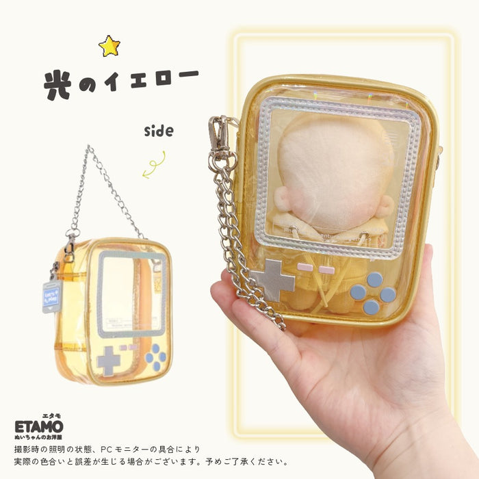 ぬいポーチ 12cm 13cm ゲーム機 ピンク オレンジ イエロー グリーン ブルー パープル ブラック クリア