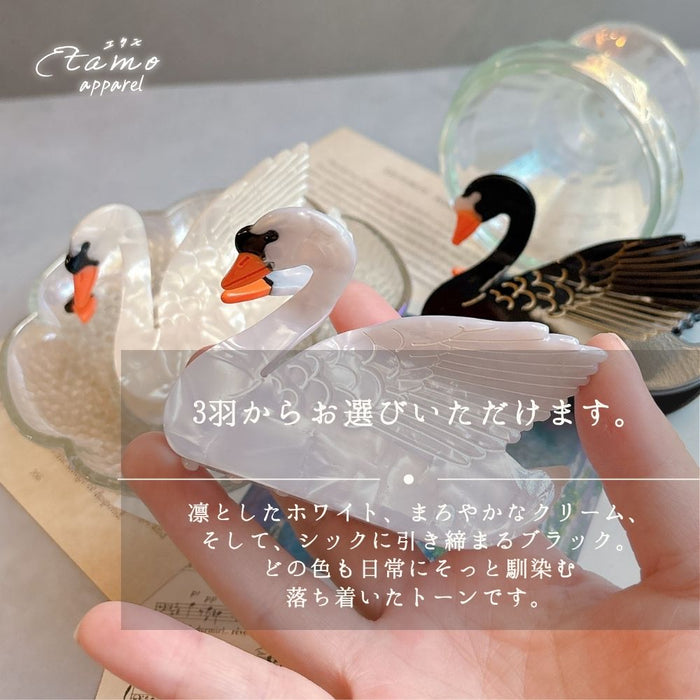 スワン ヘアクリップ 白鳥 黒鳥