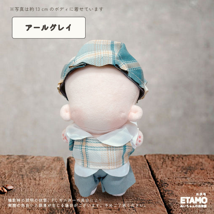 ぬい服 12cm 13cm カフェ色 セットアップ 帽子 トップス サロペット パンツ