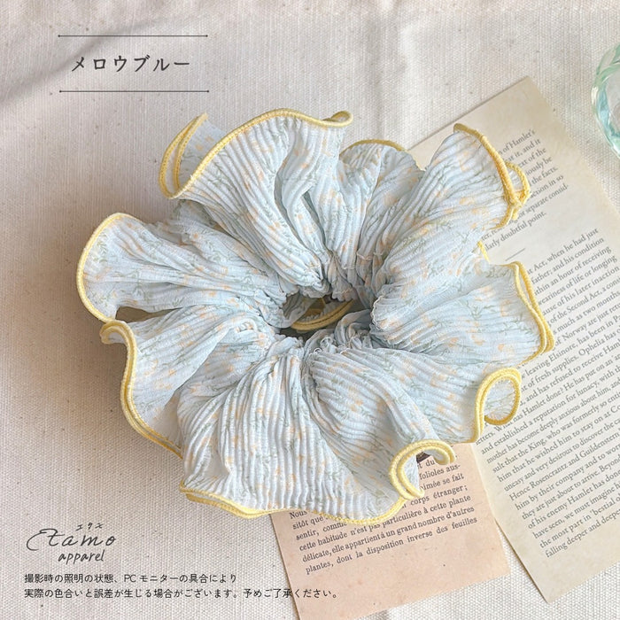 くしゅっと 花柄 シュシュ ピンク ブルー ホワイト