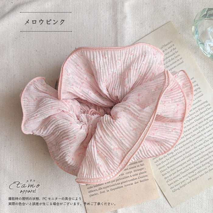 くしゅっと 花柄 シュシュ ピンク ブルー ホワイト
