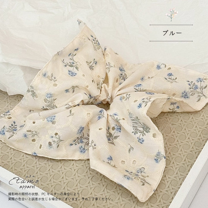 スクエア型 シュシュ 花柄 ナチュラル