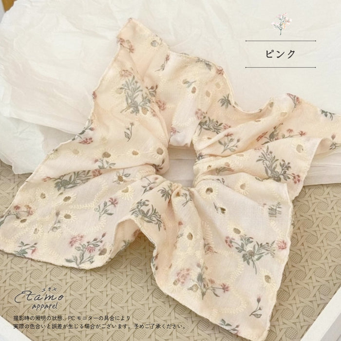 スクエア型 シュシュ 花柄 ナチュラル