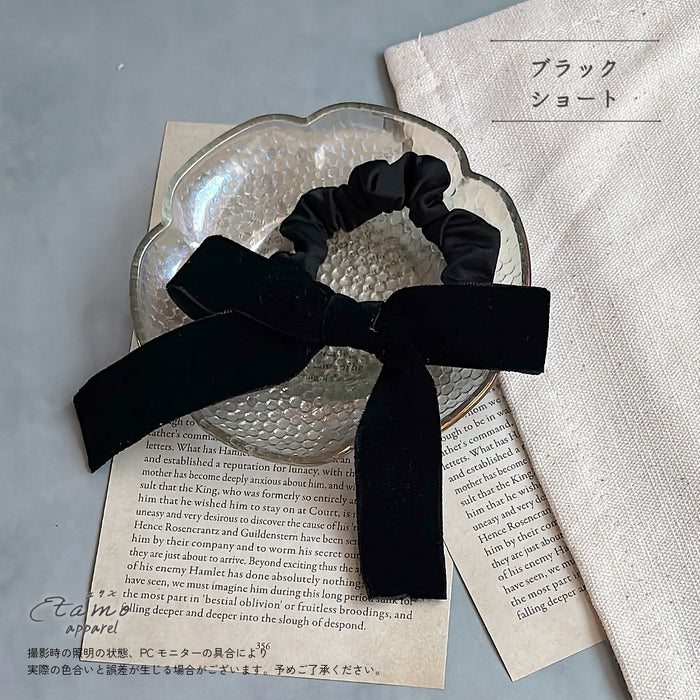 ベロアリボン シュシュ ロング ショート