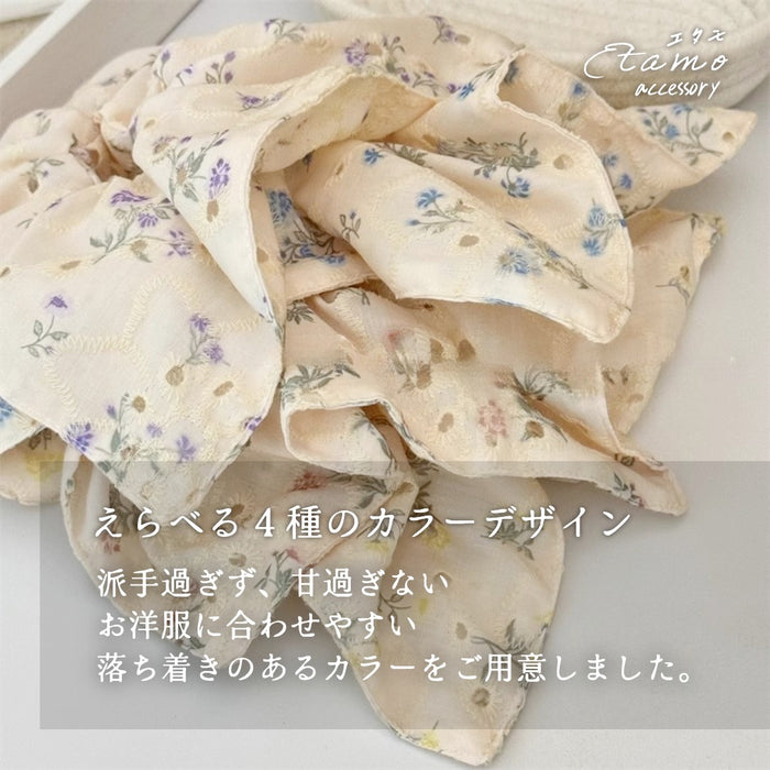 スクエア型 シュシュ 花柄 ナチュラル
