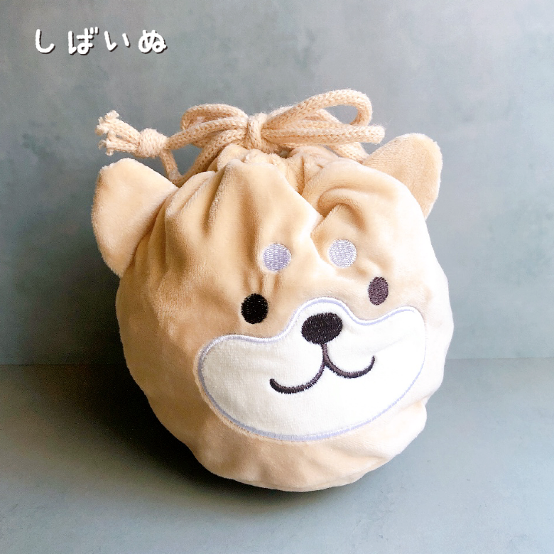 もちもち アニマル 巾着 ポーチ ゴリラ しばいぬ ミニチュア