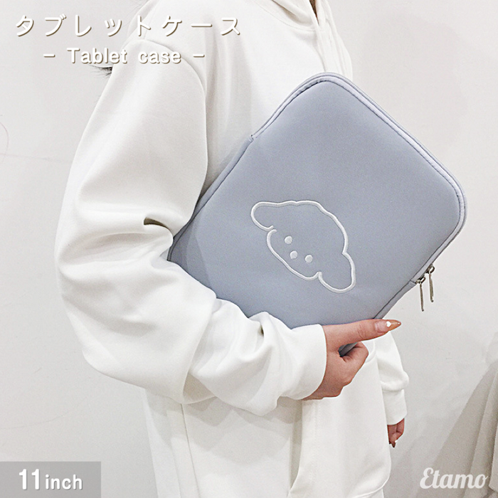 いぬの縦型タブレットケース ピンク ブルー【11inch 対応】