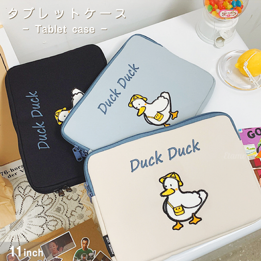 Duck Duck タブレットケース アイボリーブルー ブラック【11inch 対応】