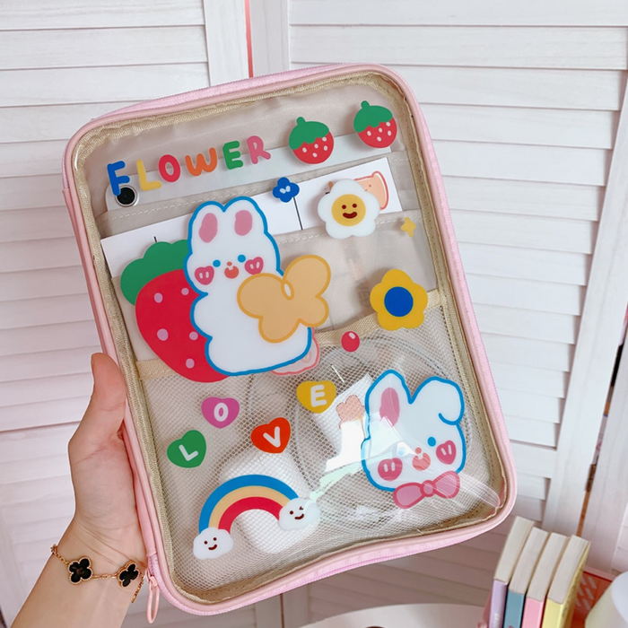 クリアタブレットケース ピンク ブルー パープル うさぎ トラ【11inch 対応】